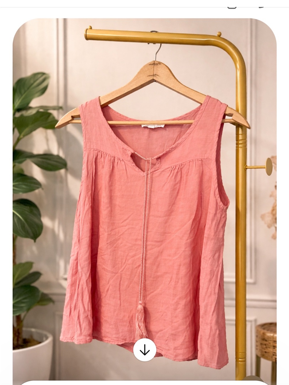 Pink Rose Coral-Pink Tie-Front Sleeveless Tank